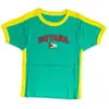 Nuevo Top Azul de Verano/Primavera Europeo y Americano, Delgado, Ajustado, Estampado de Letras, Y2K, Camiseta de Verano para Mujer con Ombligo al Aire, Sexy Transfronterizo