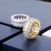 Anel Retangular Totalmente Cravejado para Mulheres Estilo Coreano Celebridade da Internet Moda Luxo Leve Versátil Tendência Exquisito Design de Nicho Anel