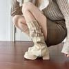 Botas Longas Empilhadas Botas Femininas Bidirecionais Outono e Inverno 2025 Nova Bota Aumenta Altura com Salto Grosso Destacável Botas de Equitação de Solado Grosso