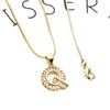 Collar con colgante de 26 letras en inglés para mujer, conjunto de cobre, colgante de circonita, cadena corta para clavícula LM