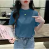 Camiseta Nueva de Verano para Mujer Base Azul Klein Top Camiseta Interior de Algodón Pequeña de Manga Corta