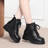 Botas de Inverno Versáteis Dropshipping Sola Plataforma Botas de Algodão Sola Grossa Botas Martin Sapatos Mãe Femininos Botas Curtas Quentes com Forro de Lã
