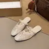 Zapatillas Cerradas de Malla Bordada Estilo Francés para Mujer, Sandalias Planas Mary Jane de Verano Estilo Hada con Correa de Perlas