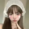 Lenço de Cabeça de Renda Branca para Mulheres, Lenço Triangular, Touca para Cabelo Estilo Pastoral, Decoração para Foto na Praia, Chapéu Lenço de Seda