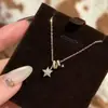 2025 Nuevo Collar Colgante Estrella Curva de Diamantes Completos Estilo Coreano, Exquisita Cadena para Clavícula de Lujo Ligero Nicho para Mujeres