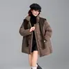 Jaqueta de plumas de pato de alta qualidade 90% Pinghu, estilo coreano, coleção de inverno 2026, com gola removível, comprimento médio, para mulheres