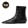 6383-1 Botas Femininas Retrô Esfregadas à Mão Emagrecedoras Versáteis Salto Baixo Salto Embutido Bico Fino Botas de Cano Curto