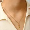 Moda Coreana Fofo Pingente de Cadeado e Chave para Casal Colar Aço Inoxidável Banhado a Ouro 18K Corrente Simples e Elegante para Clavícula Estilo Ins
