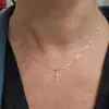 Collar con Cadena de Caja y Colgante de Cruz Pequeña de Amazon Europeo y Americano, Joyería Simple con Colgante de Corazón, Regalo de Fiesta Festiva para Niña
