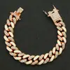 Pulsera de Hip-Hop Personalizada Llena de Diamantes y Empalme de Aceite Pulsera Luminosa Accesorios de Pulsera de Cadena Cubana Genial para Hombres Europeos y Americanos