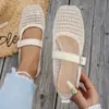 Zapatos Planos de Frijol Europeos y Americanos Casuales Primavera Nuevo Estilo Punta Cuadrada Zapatos de Un Solo Color Mujer 2026 Malla Amazon Talla Grande Negro