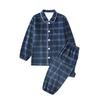 Pijamas MUJI de franela de algodón puro estilo japonés para niños y niñas, traje a cuadros grueso, ropa para el hogar