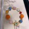Pulsera de Cuentas de Transferencia Duobao Colorida Pulsera de Escrituras Diseño de Estilo Nacional Pulsera de Cristal Blanco Cristal Rosa Tesoro Azul Joyería