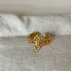 Anillo de Metal con Flor de Encaje de Lujo Ligero Estilo Francés para Mujer, con un Toque de Alta Gama, Tendencia de Moda Personalizada, Anillo Exquisito