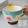 Caneca de café da manhã em cerâmica de alto valor, com relevo pintado à mão, acompanhada de colher, pode ir ao forno de micro-ondas