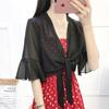 Cardigã Xale Fino Combinado com um Vestido, Peça de Roupa Externa com um Vestido Camisola, Jaqueta Curta de Renda Versátil para Proteção Solar de Verão