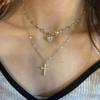 Collar de Amor con Diamantes Rosas Apilados Doblemente con Sentido de Atmósfera Casera Cadena Corta de Diamantes Destellantes Nueva Cadena para Clavícula 2024