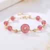 Pulseira de Cristal Natural Badu para Mulheres Design de Nicho Ins Fivela de Segurança Pulseira de Cristal de Morango para Namorada Pulseira de Cristal