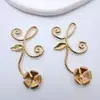 Cobre Chapado en Oro Color Conservante Rama de Flor Anillo de Flor Colgante Material de Envoltura de Flores Hecho a Mano para DIY Accesorio de Pasador Estilo Antiguo