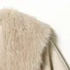 AliExpress Internacional Mais Vendido Zr Roupas Femininas Comércio Exterior Tecido Macio Efeito Pelo Sintético Gola Casaco Jaqueta