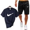 Traje deportivo informal de manga corta con camiseta de manga corta y parte superior de algodón para hombre de verano transfronterizo en stock