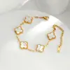 Celebridad de Internet Transfronteriza Más Vendido Exquisito Acero de Titanio Trébol de Cuatro Hojas Cinco Flores Oro Multicolor Pulsera Moda Ol Venta al por Mayor en Stock