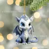 Pendente de Árvore de Natal Dragão Colorido Azul e Branco Porcelana Transfronteiriça Dragão Desenho Animado Fofo Decorações de Natal Acrílico Plano