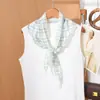 Pañuelo Triangular Fresco Floral Estilo Coreano, Bufanda Fina de Seda de Verano para Niñas, Lazo para el Cabello, Pañuelo para el Cuello, Protector de Cuello, Chal