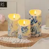 Vela Digital LED Luz de Chama Artificial Luz de Atmosfera Romântica Luz de Vela Decorativa com Padrão de Hortênsia Criativo Atacado