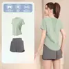 Conjunto de Roupa Esportiva Feminina de Verão com Secagem Rápida, Camiseta de Manga Curta para Corrida, Shorts Esportivos Anti-Exposição, Conjunto de Yoga