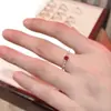 Anillo Rojo Zircón Estilo Palacio Francés Edad Media para Mujer Sentido de Diseño Nicho Ajustable Moda Lujo Ligero Exquisito Anillo