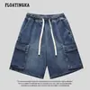 Pantalones Cortos de Mezclilla Funcionales Estilo Japonés Ropa de Trabajo Unisex Cinco Puntos Pantalones 2026 Verano Nuevos Sueltos Casuales de Longitud Media Pantalones Cinco Puntos