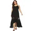 Vestido lencero ajustado con costuras irregulares de encaje para mujer, talla grande, 11013