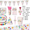 Novo Conjunto de Pratos e Copos Descartáveis Coloridos com Balões "Feliz Aniversário Todos os Dias" para Festa Temática da Amazon