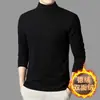 Otoño Invierno Nuevo Ropa Interior de Punto de Felpa Doble Cara de Cuello Alto para Hombre, Gruesa, Cálida, Manga Larga para Hombre