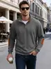 Estación independiente transfronteriza Sudadera con capucha de punto jacquard con textura de diamante para hombre, cuello alto, color TK, bloques de color, parches en las mangas, media cremallera, manga larga