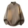 Vendedor Quente Transfronteiriço Marca da Moda Suéter de Malha Canelada com Zíper Meio e Gola Alta Fábrica Pode Bordar Malhas Masculinas
