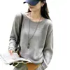 Suéter de punto hueco de color liso con diseño casual para mujer, jersey holgado, nuevo top casual de manga larga para otoño 2026