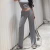 Pantalones Deportivos de Yoga para Niña Pure Desire Cintura en V Cierre Delgado Look Pierna Ancha Muestran Pierna Pantalones Largos Dexing Pierna Recta Pantalones para Casa