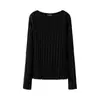 Suéter de punto de manga larga con cuello redondo para mujer con textura de rejilla y sentido del diseño, nuevo estilo Otoño/Invierno 2026 capa base superior diseñada por VKC