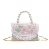 Nova bolsa infantil estilo vintage, bolsa transversal fofa para meninas, mini bolsa de mão versátil estilo chinês com pérolas para passeios