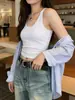Camisola de Moda para Mujer con Cuello Halter, Diseño Primavera/Verano con Copas, Adecuada para Usar en Capas o Sola, Top sin Mangas para Mujer