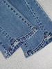 Sudu Nuevo Popular Retro Lavable Jeans Azules para Mujer Corte Delgado Adelgazante Costura Lateral Lateral Pantalones de Pie Curvo