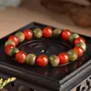 Pulsera de Sándalo Verde Antiguo Natural, Cuentas de Transferencia de Ágata Roja Genuina, Pulsera de Cristal para Mujer, Juguete de Madera para Hombre, Regalo para Novio y Novia
