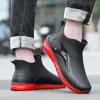 Botas de lluvia impermeables y antideslizantes, engrosadas y duraderas, diseño de caña corta, modernas, cálidas, con suelas gruesas, estilo para hombre, forradas de polar, botas de pesca ligeras