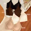 Sujetador Camisola Fino sin Costuras Cepillado Otoño Invierno para Mujer, Estilo Delgado, Push-up para Busto Pequeño, sin Aros, Anticaída, Sujetador Cálido