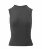 Chal sin Mangas con Cuello Alto para Mujer, Top de Punto Estilo Chica Caliente de Verano, Camisa de Canalé a Rayas Clásica de Corte Ajustado para Mujer