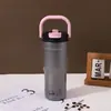 Nueva Taza Térmica Simple de Acero Inoxidable 304 Alta Apariencia Asa Gran Capacidad Taza con Popote Compañero de Viaje Portátil
