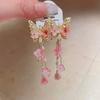 Brincos de borla de cristal de borboleta de agulha de prata Mori Super Fairy Brincos doces Temperamento Luz Luxo High-end Sense Brincos Atacado Feminino