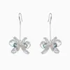 Pendientes largos colgantes de flor transparente tridimensional súper de hada geniales y limpios personalidad pendientes únicos estilo vacación en la playa ganchos para la oreja exquisitos
